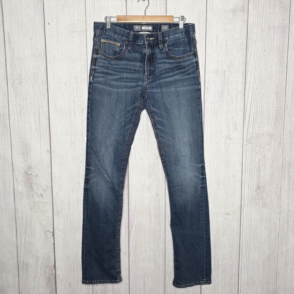 BKE Jake Straight Leg Jeans Mens 33x35 Medium Wash Stretch Denim